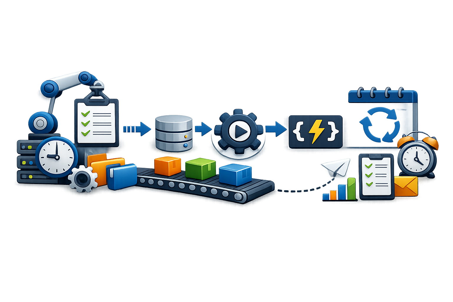 Flujo de automatización con tareas recurrentes y procesos encadenados