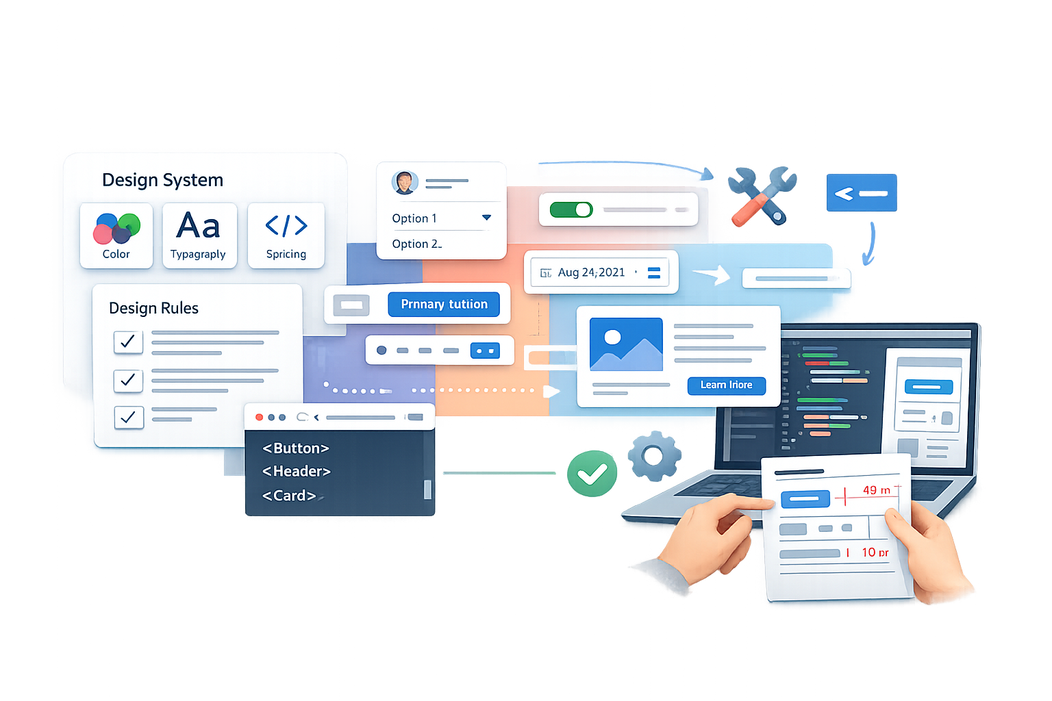 Sistema de diseño con handoff claro entre diseño y desarrollo