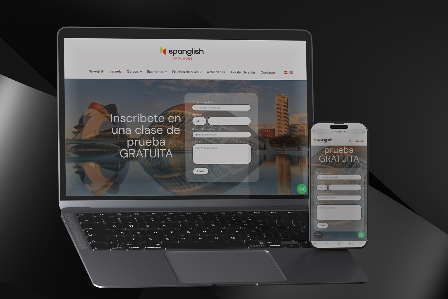 Sitio web de academia de idiomas optimizado para captación de leads