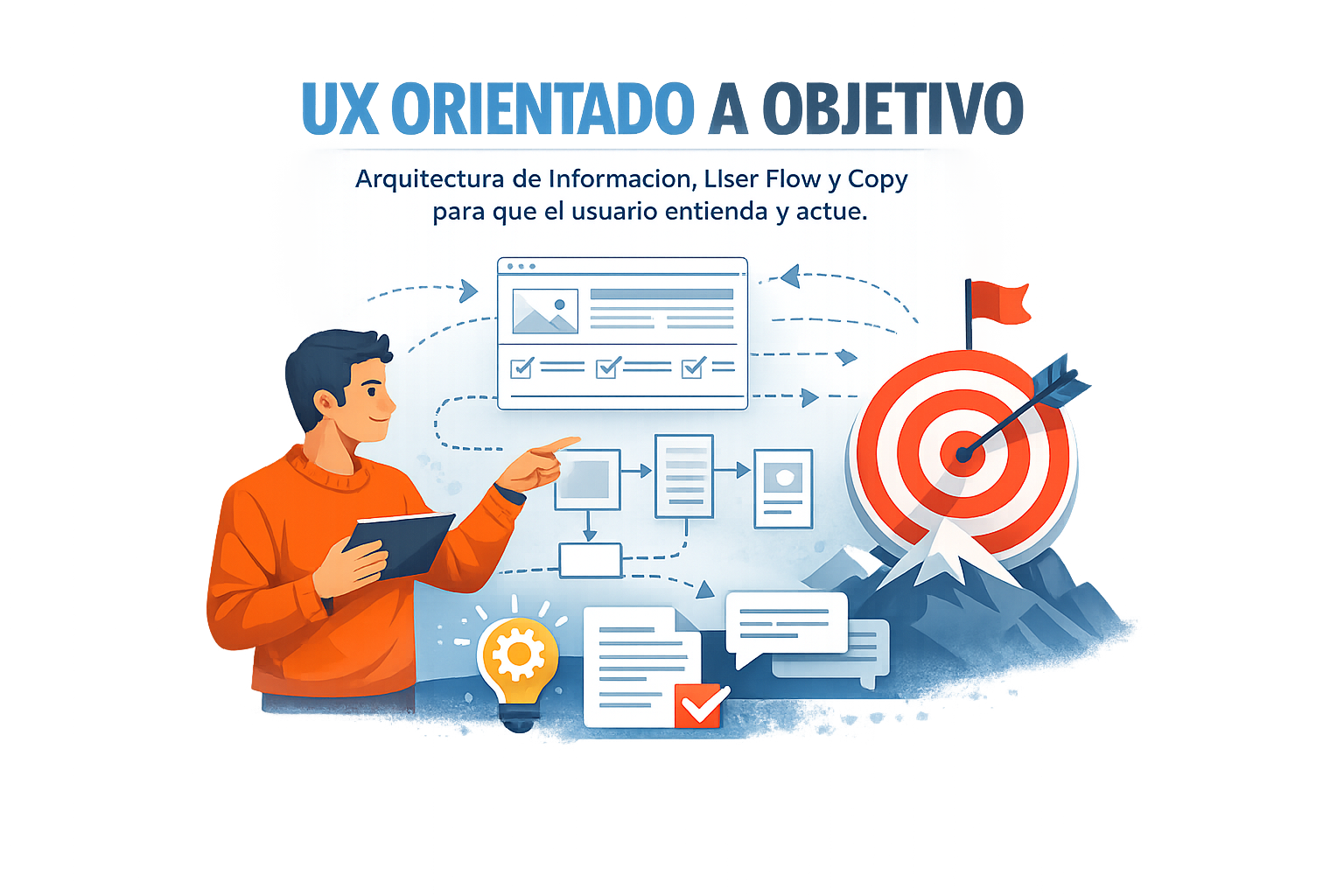 Proceso UX orientado a objetivos con estructura y decisiones centradas en el usuario