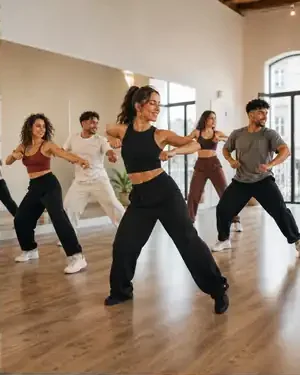 Clase grupal de baile con coreografía en Ritmo Vivo