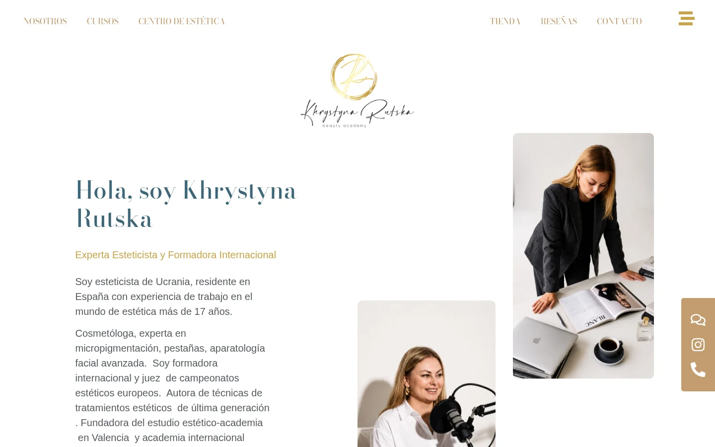 Captura pública de la web de KR Beauty Academy en escritorio