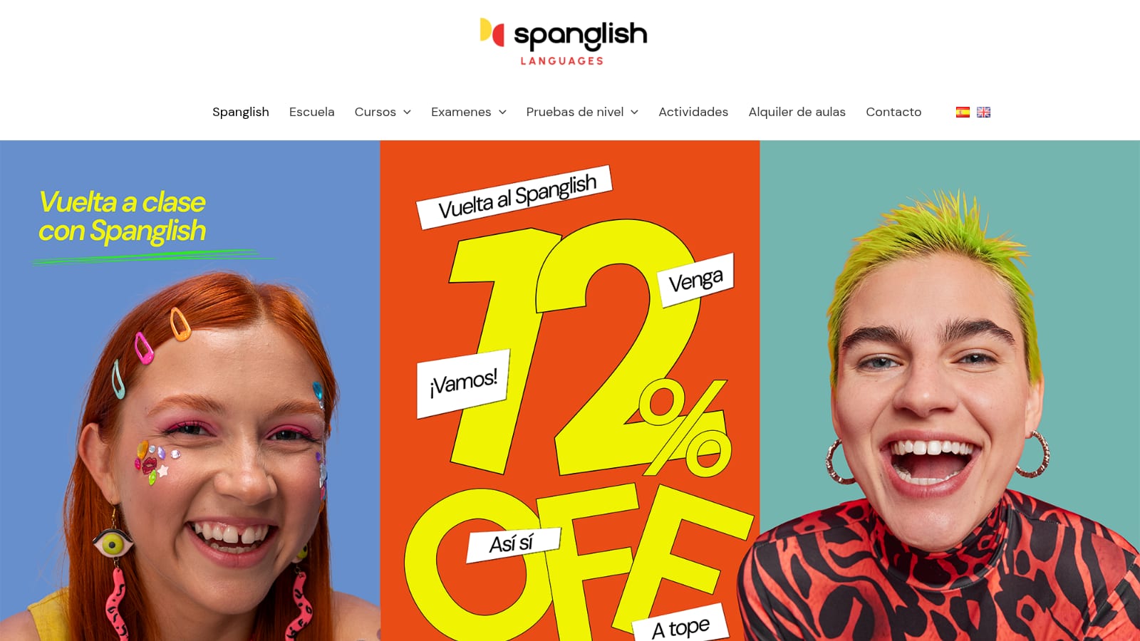 Página principal real de Spanglish Languages